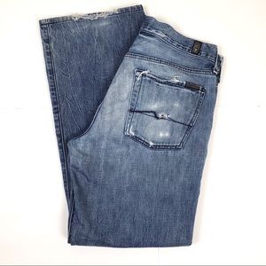 7 For All Mankind ButtonFly Distressed Denim Jeans